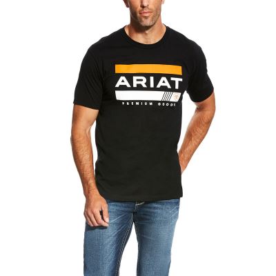 Ariat Bar Stripe Muške Majice Crne | HR-194058