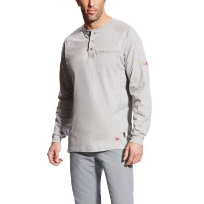 Ariat FR Air Henley Muške Henley Tamno Srebrne | HR-791407