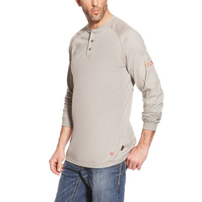 Ariat FR Henley Top Muške Henley Srebrne | HR-914063