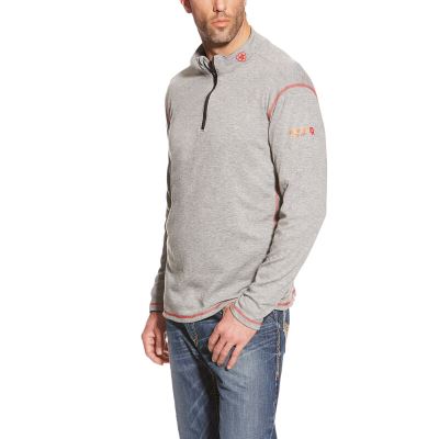 Ariat FR Polartec 1/4 Zip Top Muške Jakne Svijetlo Sive | HR-277583