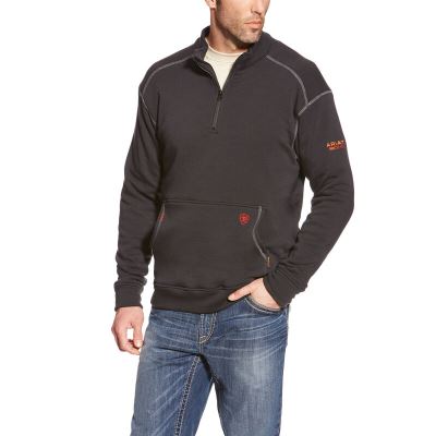 Ariat FR Polartec Fleece 1/4 Zip Top Muške Jakne Crne | HR-899315