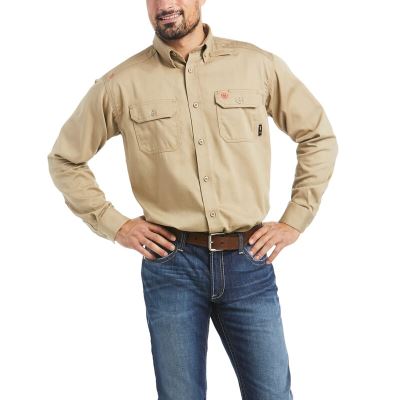 Ariat FR Solid Shirts Muške Radna Majica Kaki Boja | HR-905238