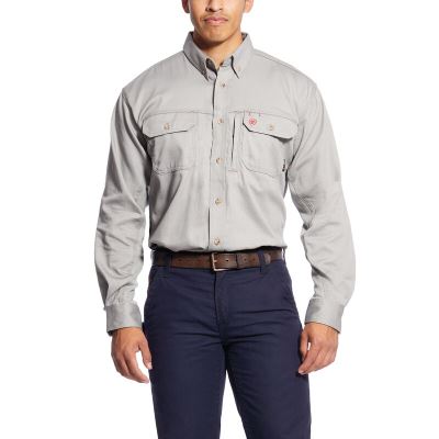 Ariat FR Solid Vent Shirts Muške Radna Majica Srebrne | HR-972318