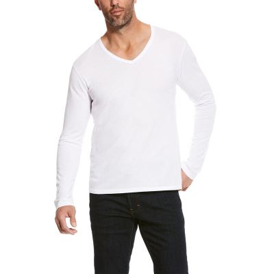 Ariat Long Sleeve V-neck Muške Majice Bijele | HR-128023