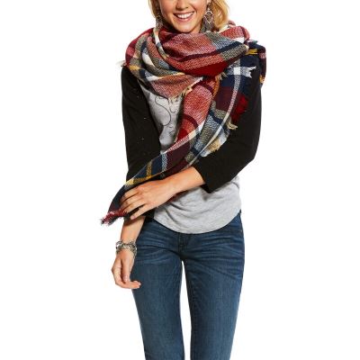 Ariat Plaid Blanket Scarves Ženske Šalovi I Marame Tamnoplave | HR-535754