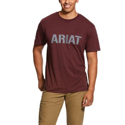 Ariat Rebar Cotton Strong Block Muške Majice Tamno Bordo | HR-734049