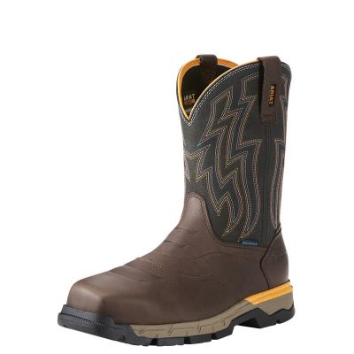 Ariat Rebar Flex Western Waterproof Composite Toe Muške Radne Čizme Čokoladne Smeđe | HR-594196