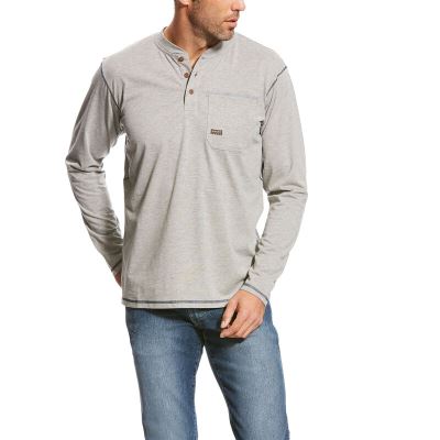 Ariat Rebar Pocket Henley Top Muške Henley Sive | HR-672225