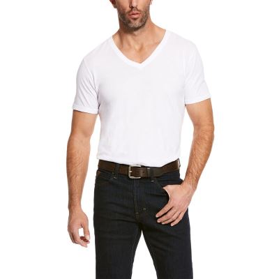 Ariat Short Sleeve V-neck Muške Majice Bijele | HR-256082