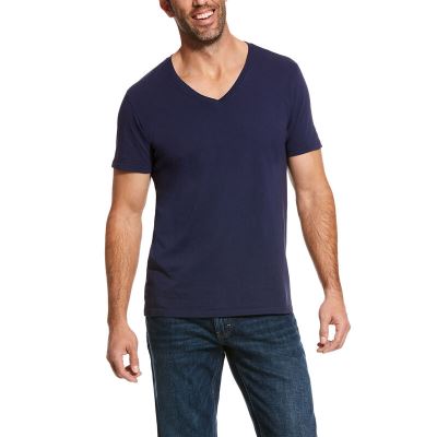 Ariat Short Sleeve V-neck Muške Majice Tamnoplave | HR-241699