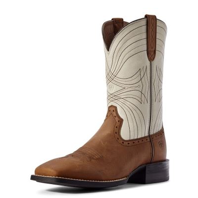 Ariat Sport Wide Square Toe Muške Kaubojske Čizme Smeđe Bijele | HR-354571