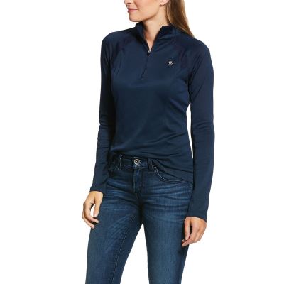 Ariat Sunstopper 2.0 1/4 Zip Baselayer Ženske Baselayer Tamnoplave | HR-941462