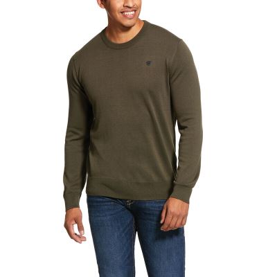 Ariat TEKCrew Neck Muške Džemperi Tamno Maslinasto Zelene | HR-181375