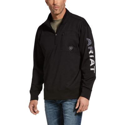 Ariat Team Logo 1/4 Zip Top Muške Topi Crne | HR-594760