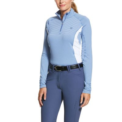 Ariat Tri Factor 1/4 Zip Baselayer Ženske Baselayer Plave | HR-878189