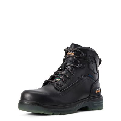 Ariat Turbo 6" Lace Up H2O CSA Muške Radne Čizme Crne | HR-194208