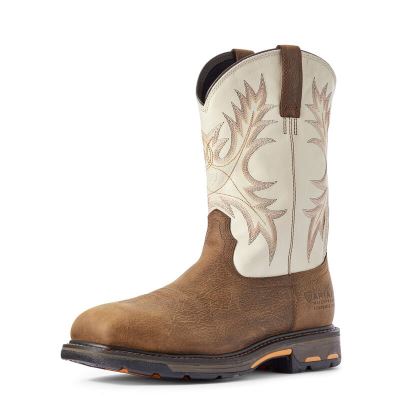 Ariat WorkHog Waterproof Composite Toe Muške Radne Čizme Smeđe Bijele | HR-733005