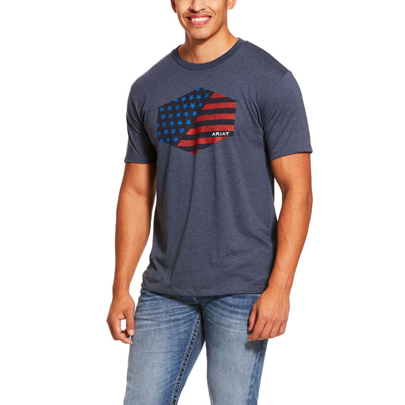 Ariat Cross Grain Tee Muške Majice Tamnoplave Tamno | HR-674757