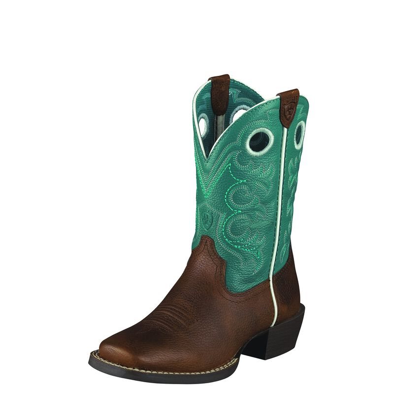 Ariat Crossfire Dječje Kaubojske Čizme Smeđe Tirkizne | HR-632291