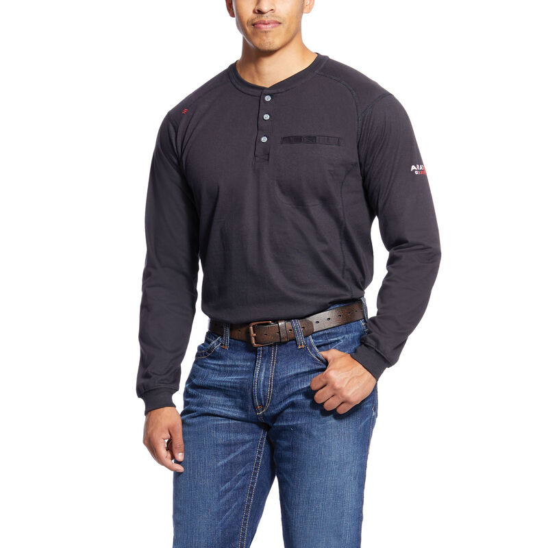 Ariat FR Air Henley Muške Henley Crne | HR-414458