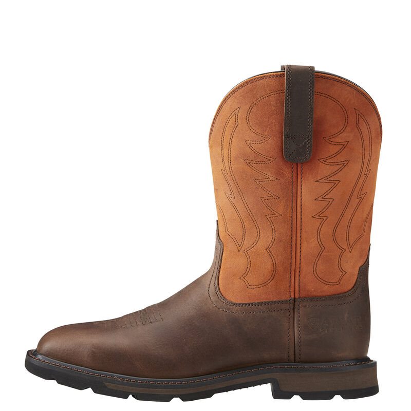 Ariat Groundbreaker Wide Square Toe Steel Toe Muške Radne Čizme Smeđe | HR-658581