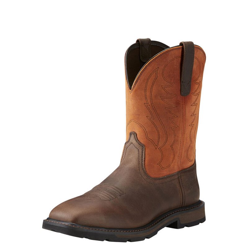 Ariat Groundbreaker Wide Square Toe Steel Toe Muške Radne Čizme Smeđe | HR-658581