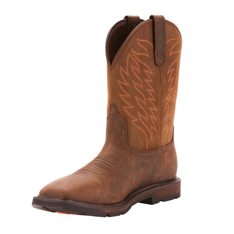 Ariat Groundbreaker Wide Square Toe Waterproof Muške Radne Čizme Tamno Smeđe | HR-021705