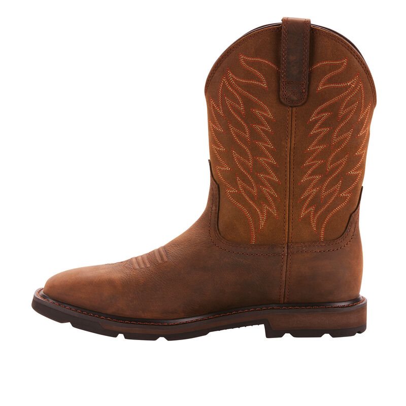 Ariat Groundbreaker Wide Square Toe Waterproof Muške Radne Čizme Tamno Smeđe | HR-021705