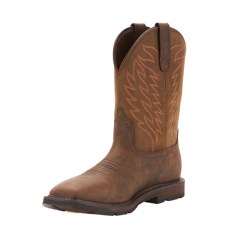 Ariat Groundbreaker Wide Square Toe Waterproof Muške Radne Čizme Tamno Smeđe | HR-021705