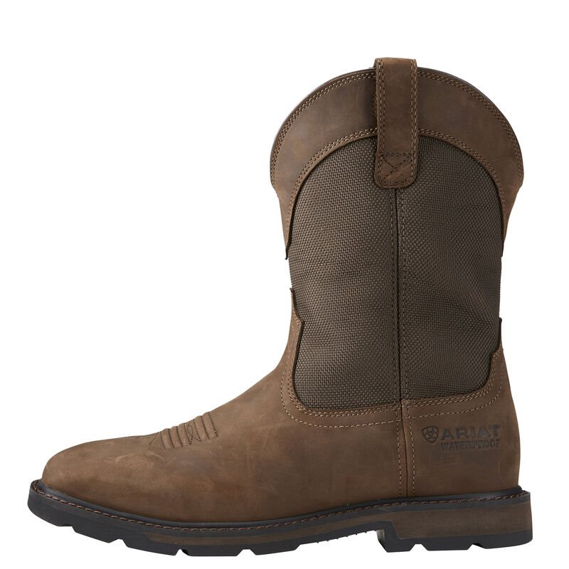 Ariat Groundbreaker Wide Square Toe Waterproof Steel Toe Muške Radne Čizme Smeđe | HR-175411