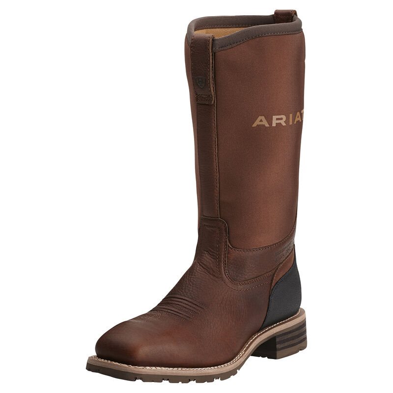 Ariat Hibrid All Weather Waterproof Steel Toe Work Boots Muške Kaubojske Čizme Smeđe | HR-732262