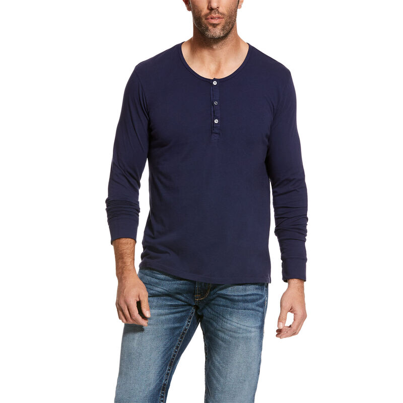 Ariat Long Sleeve Henley Muške Henley Tamno Tamnoplave | HR-978746