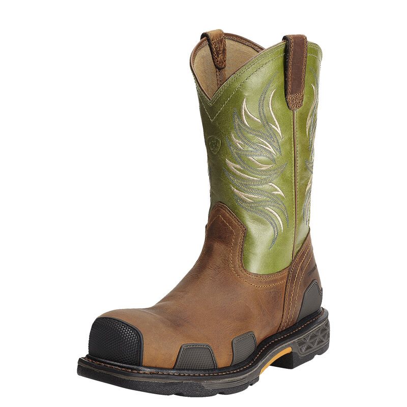 Ariat OverDrive Wide Square Toe Composite Toe Muške Radne Čizme Smeđe Zelene | HR-793285