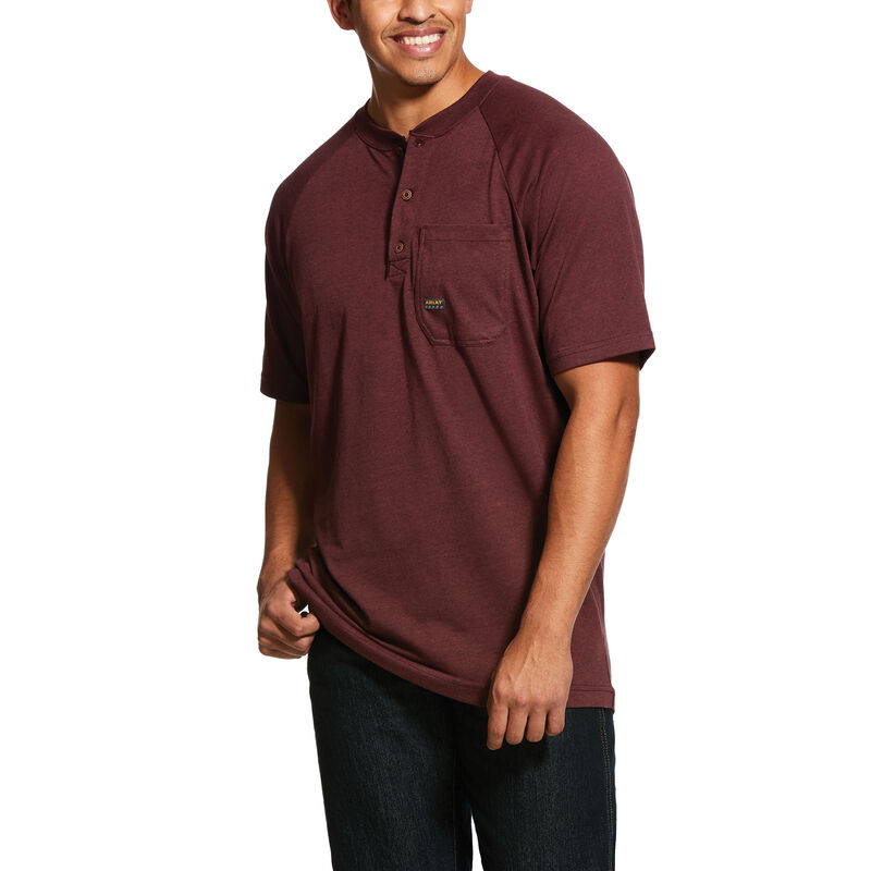 Ariat Rebar Cotton Strong Henley Top Muške Henley Tamno Bordo | HR-544336