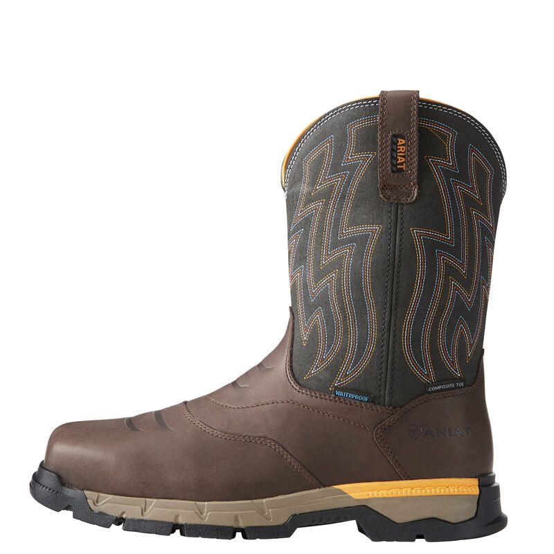 Ariat Rebar Flex Western Waterproof Composite Toe Muške Radne Čizme Čokoladne Smeđe | HR-594196