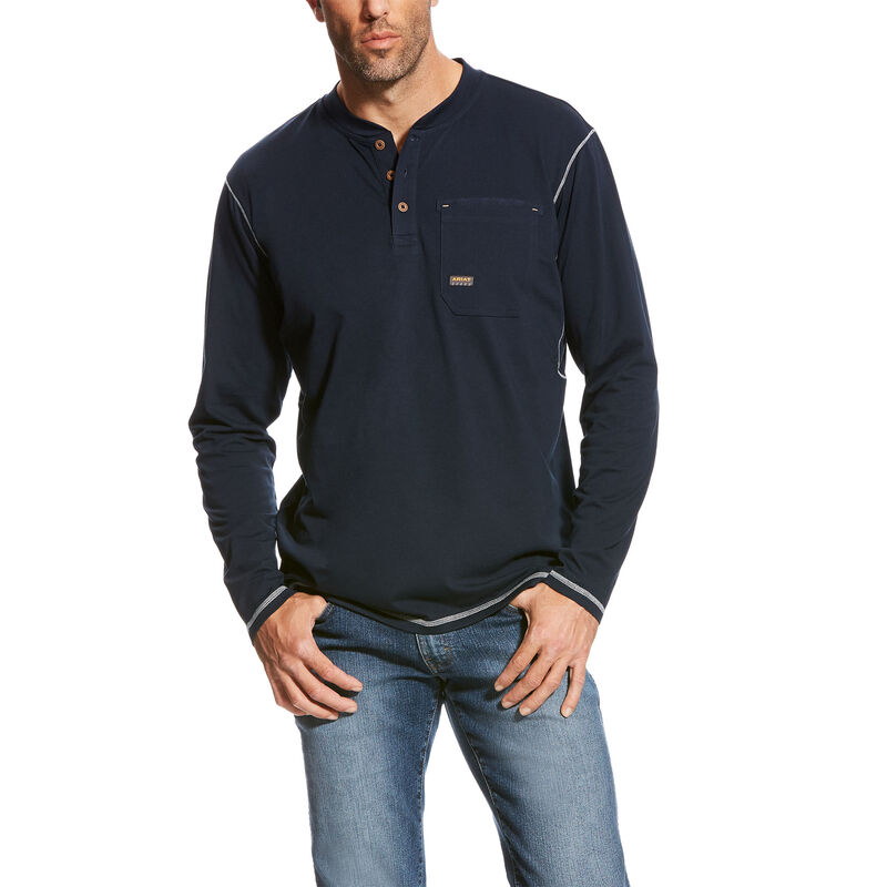 Ariat Rebar Pocket Henley Top Muške Henley Tamnoplave | HR-353105