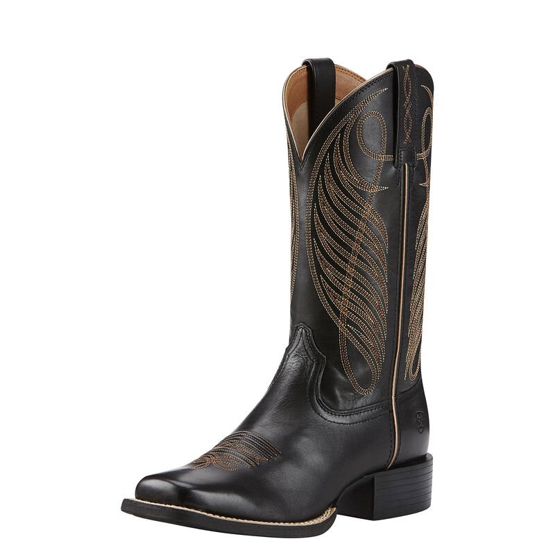 Ariat Round Up Wide Square Toe Ženske Čizme Za Kaubojku Crne | HR-645305