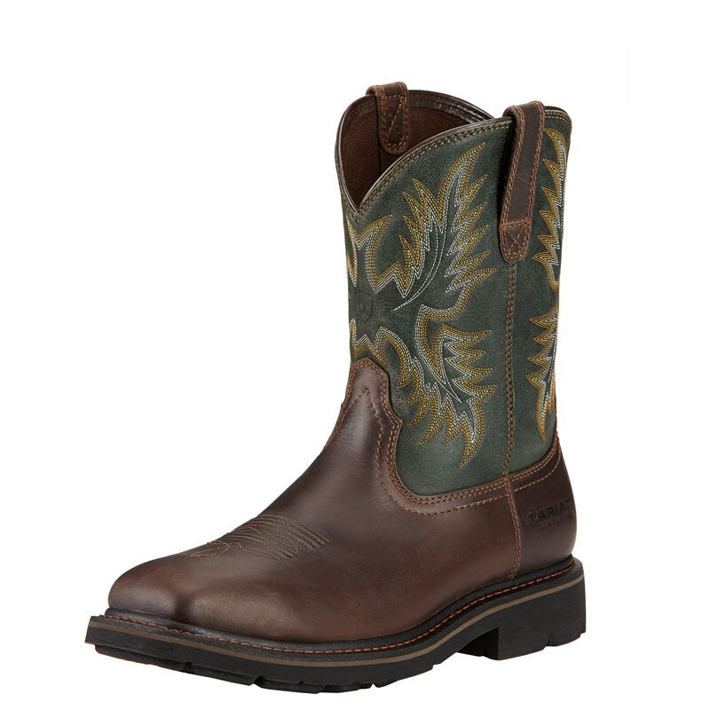 Ariat Sierra Wide Square Toe Steel Toe Muške Radne Čizme Tamno Smeđe | HR-180768