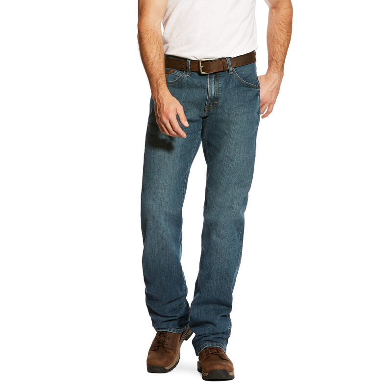 Ariat TEKLow Rise, Bootscut Work Pants - Rebar Denim Muške Traperice Plave | HR-302436