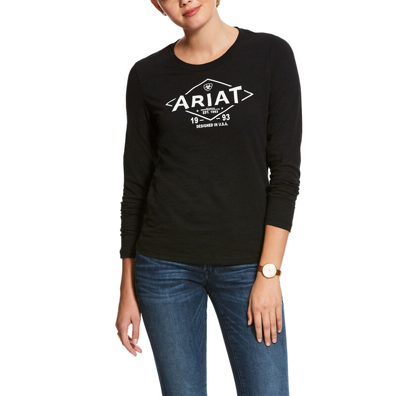 Ariat Tile Logo Tee Ženske Majice Crne | HR-832330