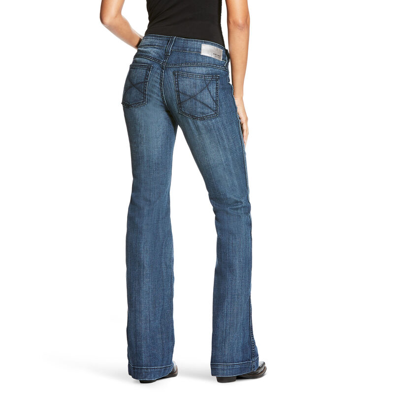 Ariat Trouser Mid Rise Stretch Outseam Ella Wide Leg Jean Ženske Hlače Plave | HR-591180