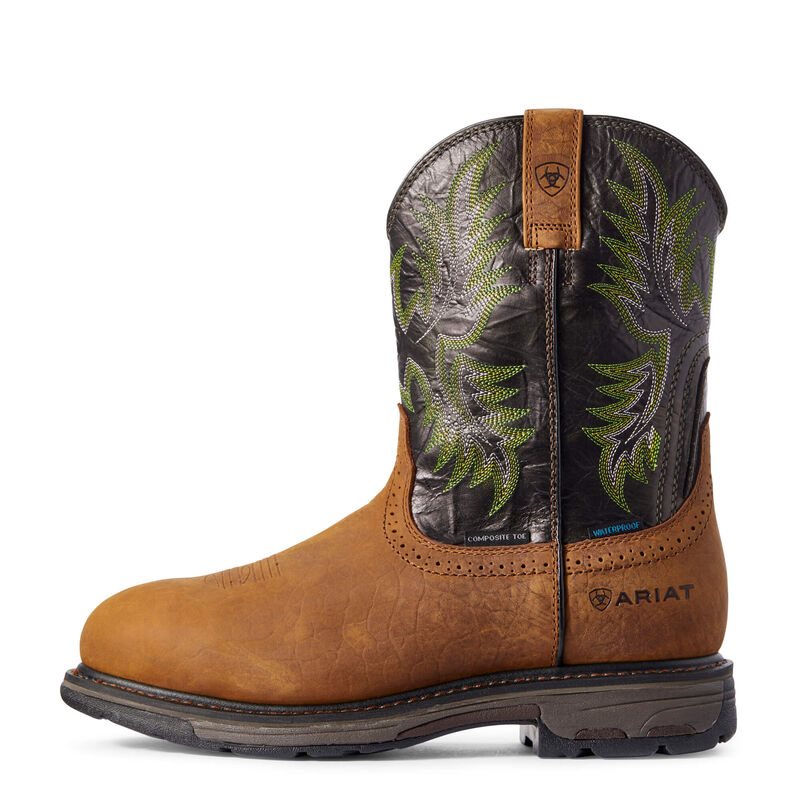 Ariat WorkHog Waterproof Composite Toe Muške Radne Čizme Smeđe Zelene | HR-447959