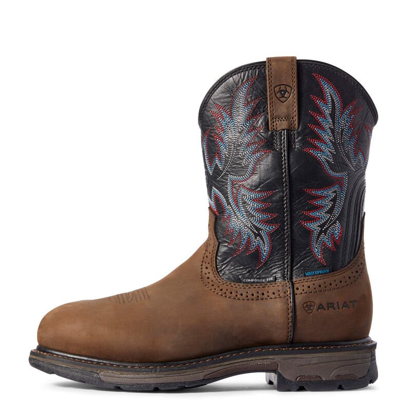 Ariat WorkHog Waterproof Composite Toe Muške Radne Čizme Smeđe Čokoladne | HR-466705