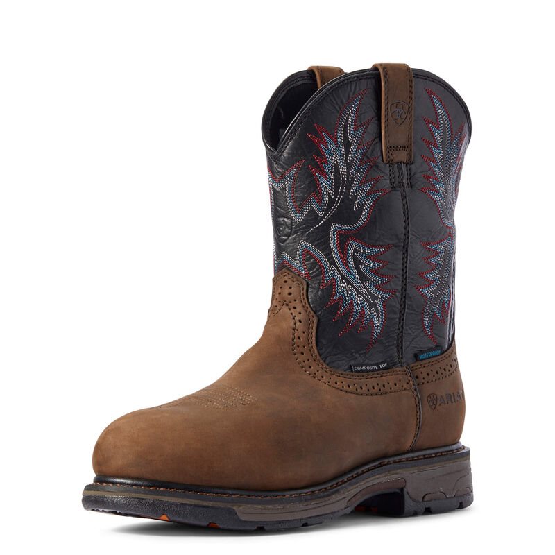 Ariat WorkHog Waterproof Composite Toe Muške Radne Čizme Smeđe Čokoladne | HR-466705