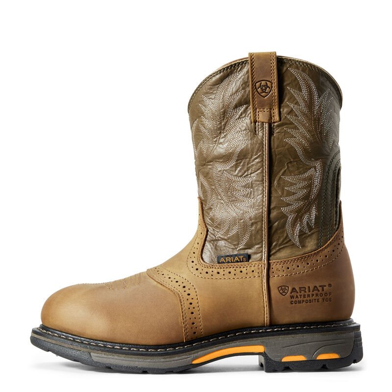 Ariat WorkHog Waterproof Composite Toe Muške Radne Čizme Smeđe Maslinasto Zelene | HR-710243